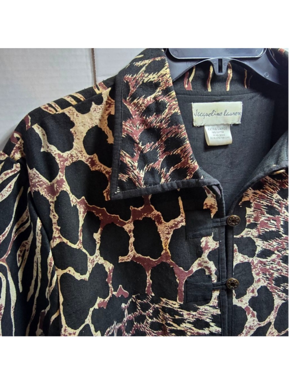 Women's Jacqueline Lauren Animal Print Blazer XL Black Beige - Picture 4 of 8